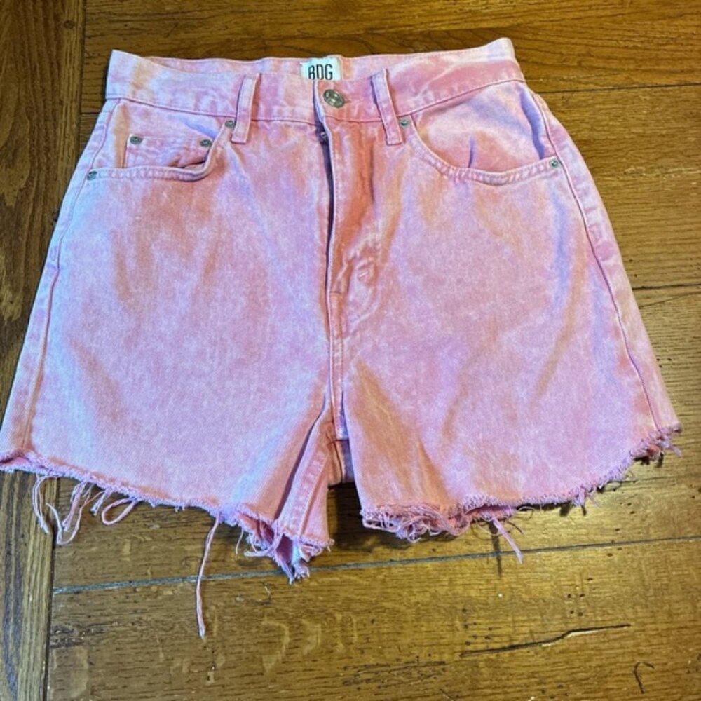 BDG Pink Jean Shorts with Frayed Hem